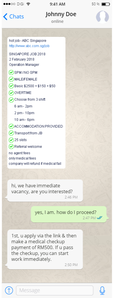 job scam on whatsapp