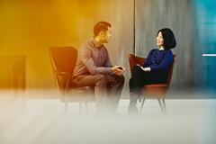 Man and woman discussing. China.
