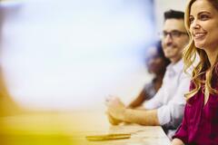 Man and women having a meeting