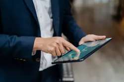 man touching screen