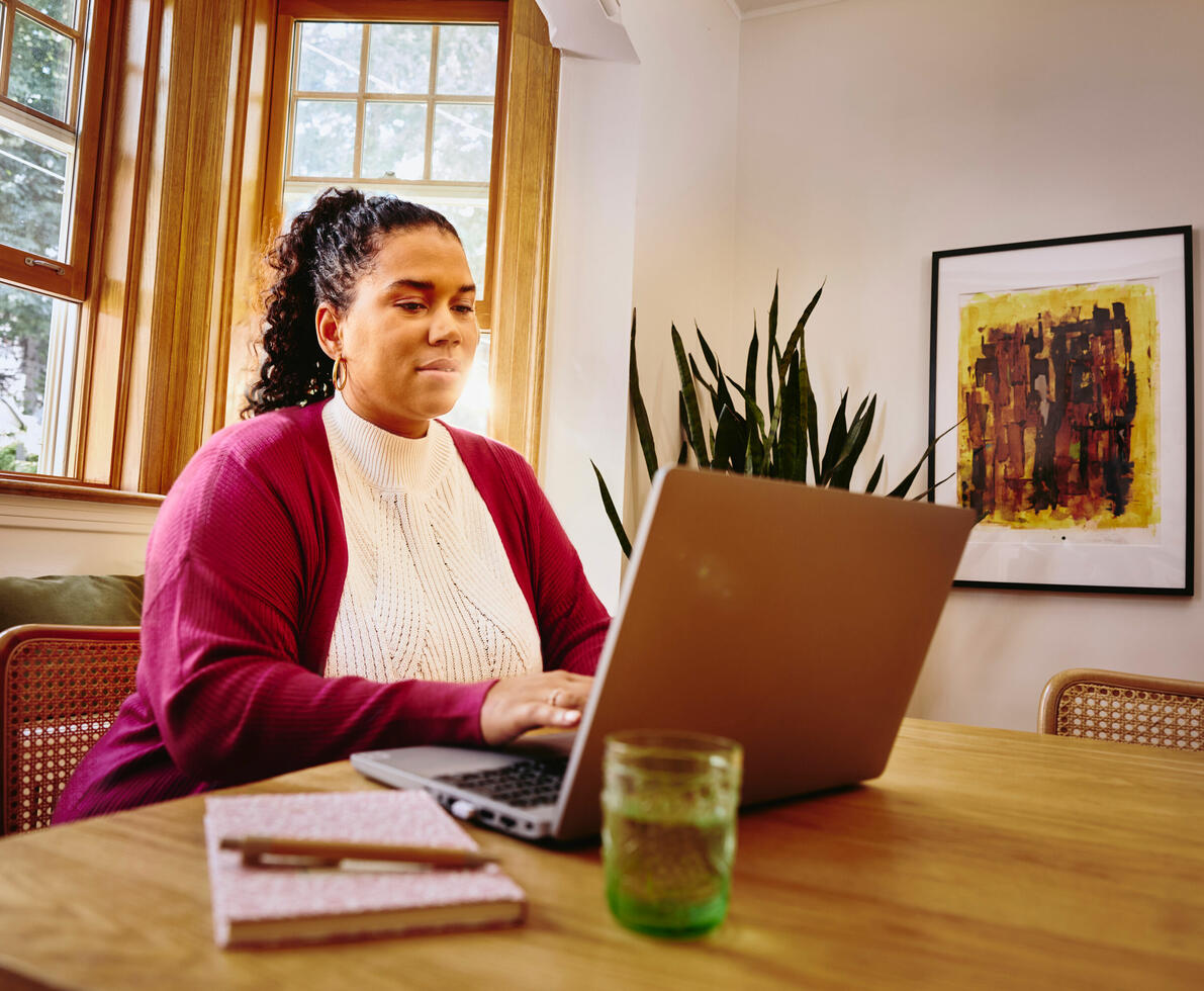 A woman working on a computer