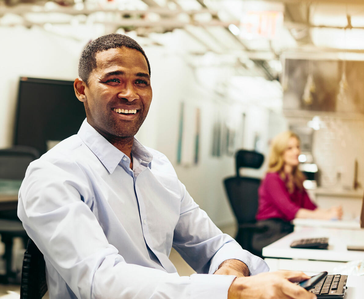 A man working at his desk